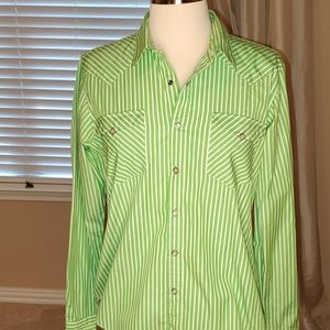 NWT RALPH LAUREN STRIPED OXFORD SHIRTW/PEARLS